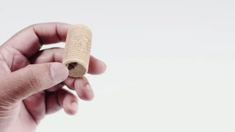 Hand Holds Wine Bottle Cork Stock Footage 248720228