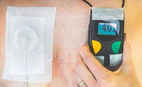 Hand holter ecg device patch Stock Photos