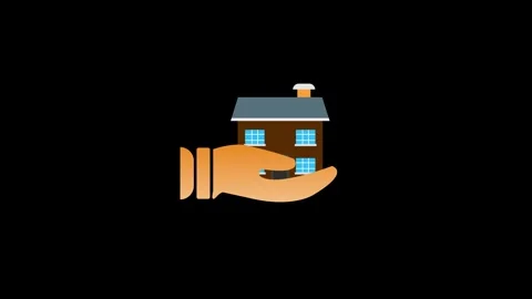 Hand with Home Icon Animation – 4K Motion. Black background. Stock Footage 286145167