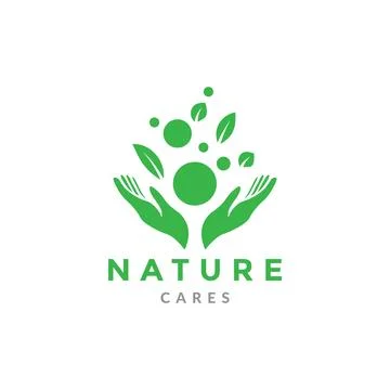 Hand hope with leaf and dot logo design vector graphic symbol icon sign ill.. Stock-Illustration