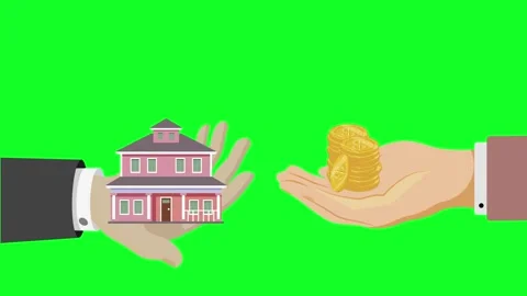 Hand house coin Stock Footage 274306858
