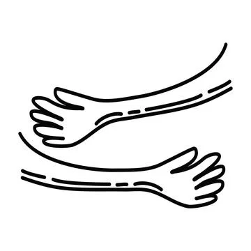 Hand with Hug Gesture Icon Doodle Illustration Stock Illustration