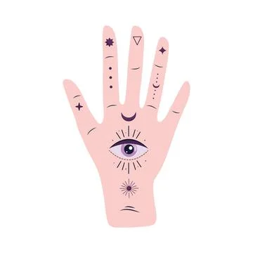 Hand human with eye esoteric icon Stock Illustration