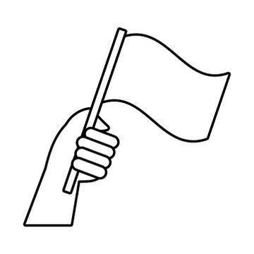 Hand human with flag protest line style icon Illustrazione stock