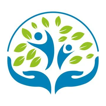 Hand up human people Circle Leaf Eco Nature Growth Icon Modern Vector Logo Desig Stock Illustration