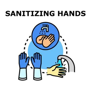 Hand hygiene concept loop with washing and protective gloves Stock Illustration