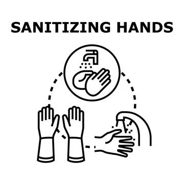Hand hygiene concept loop with washing and protective gloves Stock Illustration