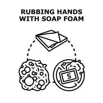 Hand hygiene concept rubbing with liquid soap foam Stock Illustration
