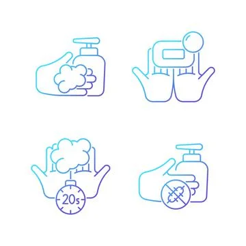 Hand hygiene gradient linear vector icons set 스톡 일러스트