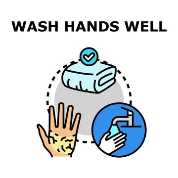 Hand hygiene process for preventing germ spread Illustrazione stock
