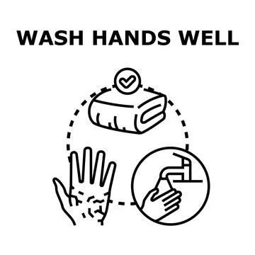 Hand hygiene process for preventing germ spread Stock Illustration