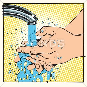 Hand hygiene wash under water Stock Illustration