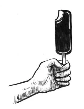 Hand with ice cream Stock Illustration