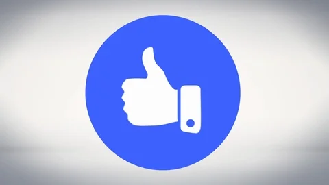 Like Hand Icon, 2D Animated Thumb Up Illustration Blue and White Flat Background Vidéo 97353329