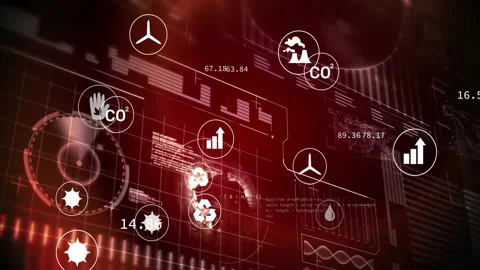 Hand icon appearing atop globe starting icons pulsing and streaming code Stock Footage 312915742