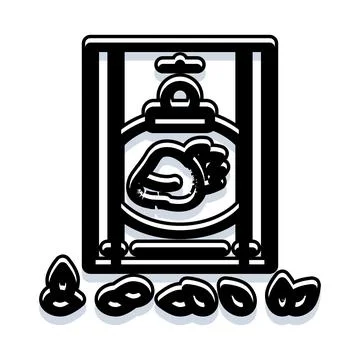 Hand icon crushing nuts in packaging design Stock Illustration