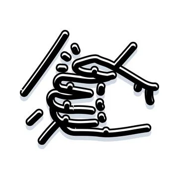 Hand icon feeling sick with dripping drops Stock Illustration