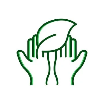 Hand icon with leaf. Suitable for ecology icon. Two tone icon style. Simple d Stock Illustration