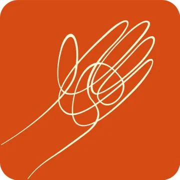 A hand icon made by a single line. Isolated. Stock Illustration