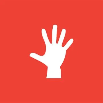 Hand Icon On Red Background. Red Flat Style Vector Illustration Stock Illustration