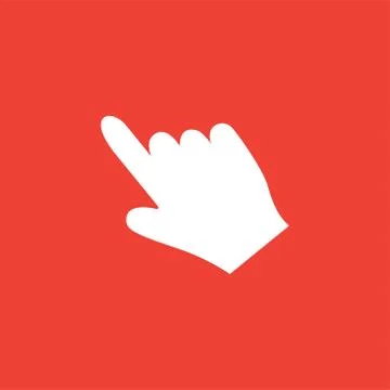 Hand Icon On Red Background. Red Flat Style Vector Illustration Illustrazione stock