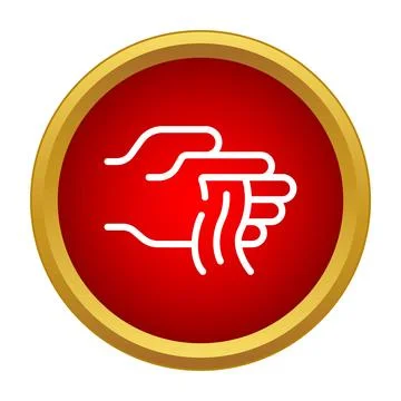 Hand icon sensing tactile vibration on red button Stock Illustration