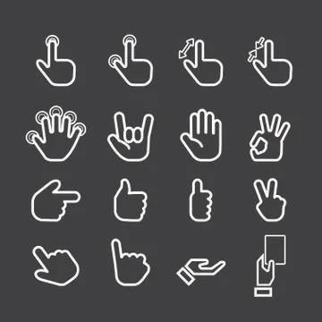 Hand icon set Illustrazione stock