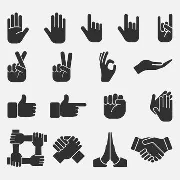 Hand icon set isolated on white background. Vector illustration. Stock Illustration