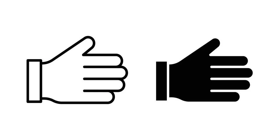 Hand icon silhouette vector set. thin line pack Illustrazione stock