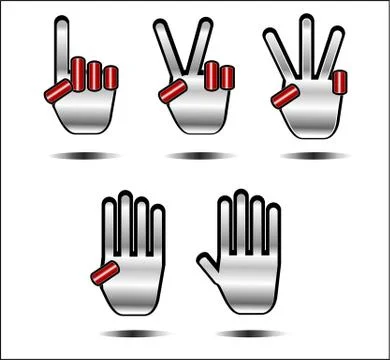 Hand icon in silver and red Stock Illustration