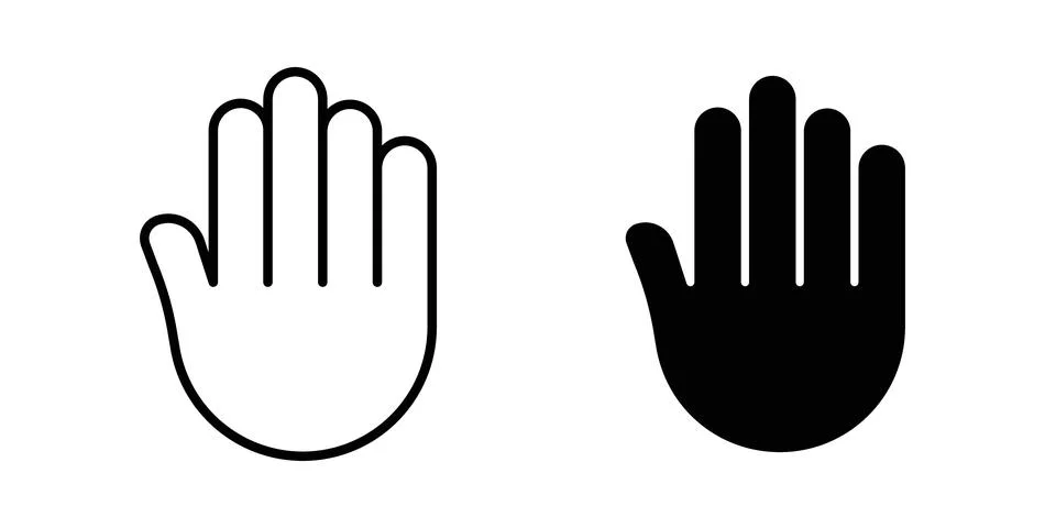 Hand icon thin line and clipart style vector set Stock Illustration