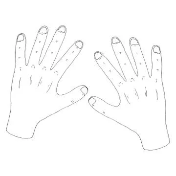 Hand icon. Vector illustration human hand. Hand drawn hands with fingers. Stock Illustration