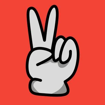 Hand icon. Vector realistic illustration of cartoon character hand with two fing Stock Illustration