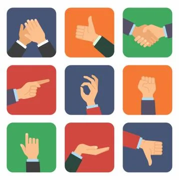 Hand icon. Vector set. Stock Illustration