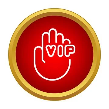 Hand icon with vip text in red circle Stock Illustration