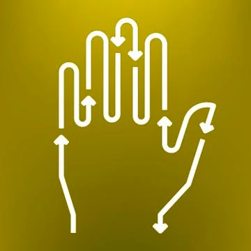 Hand icon in white with arrows. Direction symbol. Stock Illustration