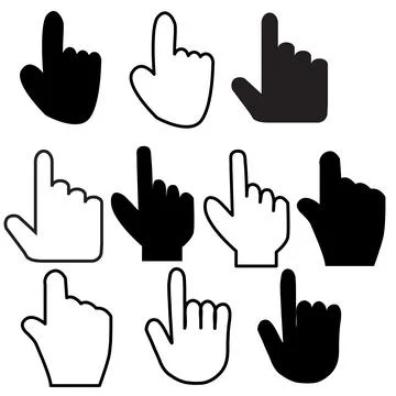 Hand icon on white background. click hand outline sign. touching finger Stock Illustration