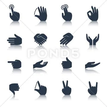 Hand Icons Black Stock Illustrationen
