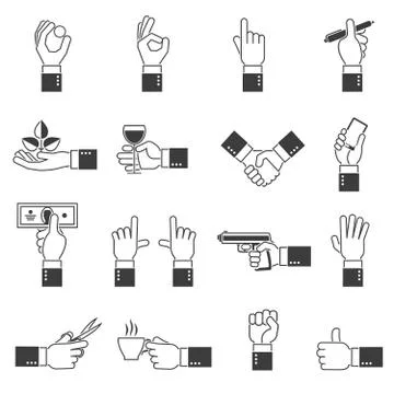 Hand Icons Black Set 스톡 일러스트