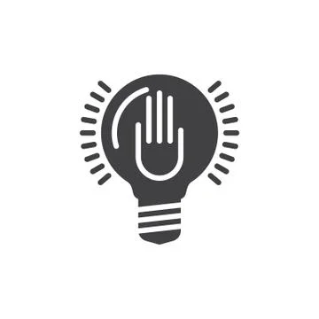 Hand in idea bulb icon vector, filled flat sign, solid pictogram 스톡 일러스트
