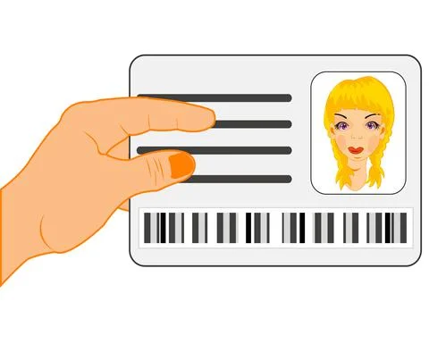 Hand with identity card on white background is insulated Stock-Illustration