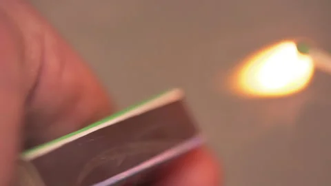 Hand ignited a match. Stock Footage 93782545