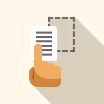 Hand with index finger extended interacts with a digital document, suggesting 스톡 일러스트