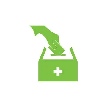 Hand insert card plus medical symbol vector Stock Illustration