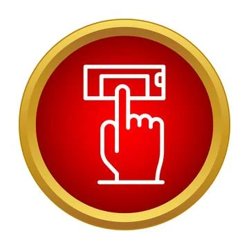 Hand inserting banking card into atm machine icon Stock Illustration