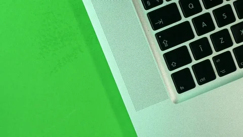 Hand Inserting Internet Cable In Laptop, Green Screen, High Angle Stock Footage 73783089