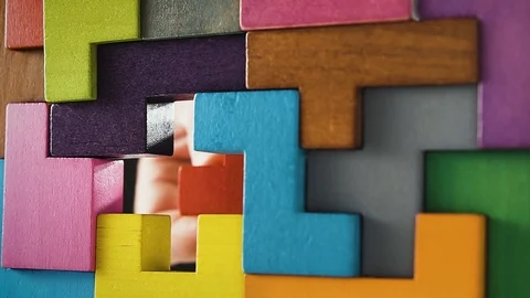 Hand inserts element of puzzle. Stock Footage 116301717