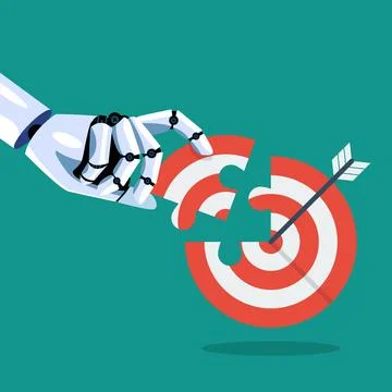 Hand inserts the missing puzzle in target Stock Illustration