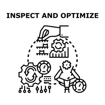 Hand inspecting and optimizing data performance process Stock Illustration