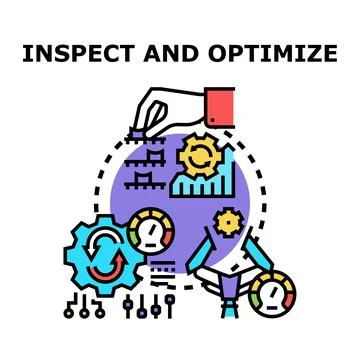 Hand inspecting and optimizing data performance process Stock Illustration